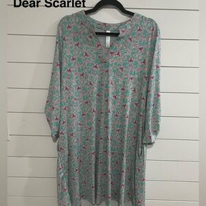 Scarlett Patterned Midi Dress in Green and Pink